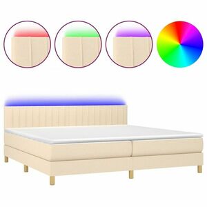 vidaXL krémszínű szövet rugós és LED-es ágy matraccal 200 x 200 cm kép