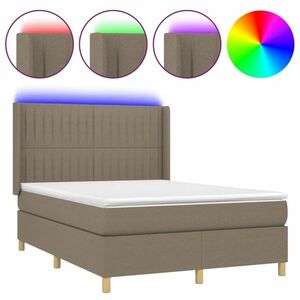 vidaXL tópszínű szövet rugós és LED-es ágy matraccal 140x200 cm kép