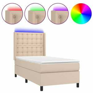 Cappuccino színű műbőr rugós ágy matraccal és led-del 100x200cm kép