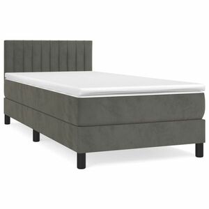 vidaXL sötétszürke bársony rugós ágy matraccal 90x190 cm kép
