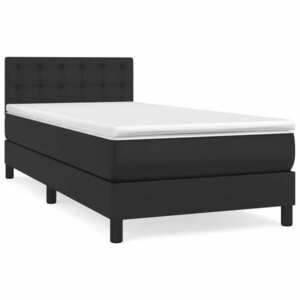 vidaXL fekete műbőr rugós ágy matraccal 90 x 200 cm kép