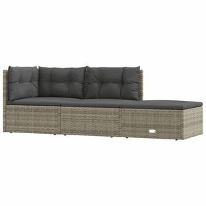 vidaXL 3 részes szürke polyrattan kerti ülőgarnitúra párnákkal kép