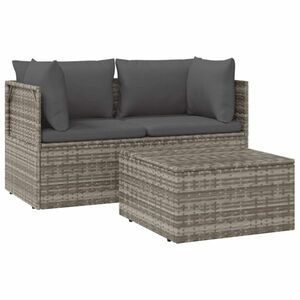 vidaXL 3 részes szürke polyrattan kerti ülőgarnitúra párnákkal kép