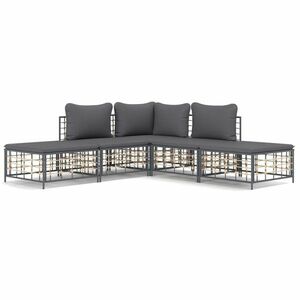 vidaXL 5 részes antracitszürke polyrattan kerti ülőgarnitúra párnákkal kép