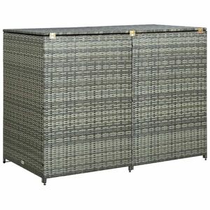 vidaXL antracit polyrattan dupla tároló gurulós kukához 148x77x111 cm kép