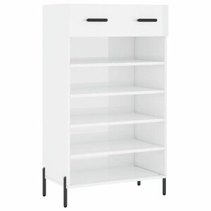 Magasfényű fehér szerelt fa cipőszekrény 60 x 35 x 105 cm kép