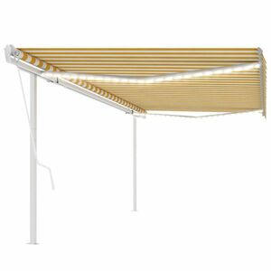 vidaXL sárga-fehér szélérzékelős és LED-es napellenző 5 x 3, 5 m kép