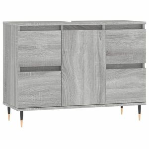Szürke sonoma színű szerelt fa mosdószekrény 80 x 33 x 60 cm kép