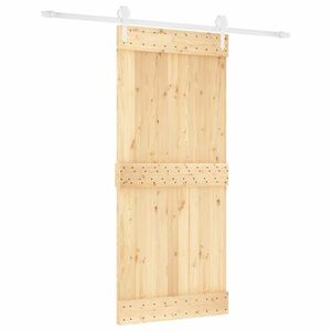vidaXL tömör fenyőfa tolóajtó fémszerelék szettel 90 x 210 cm kép