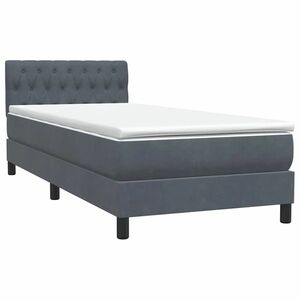 vidaXL sötétszürke bársony rugós ágy matraccal 90x220 cm kép