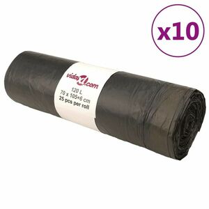 vidaXL szemeteszsákok húzózsinórral 250 db Fekete 120 L kép