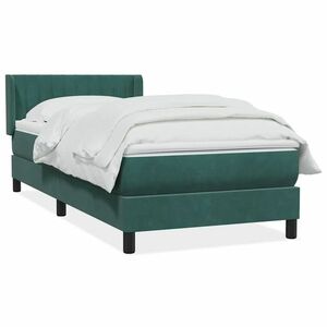 vidaXL sötétzöld bársony rugós ágy matrac nélkül 80x220 cm kép
