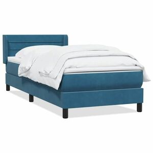 vidaXL sötétkék bársony rugós ágy matrac nélkül 100x210 cm kép