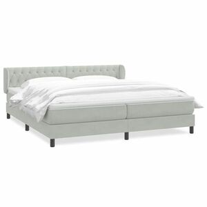 vidaXL világosszürke bársony rugós ágy matrac nélkül 180x220 cm kép