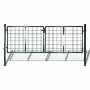 vidaXL zöld acél kerítés kapu 306 x 175 cm kép