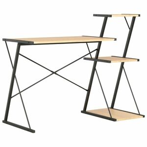 vidaXL fekete és tölgyszínű íróasztal polccal 116 x 50 x 93 cm kép