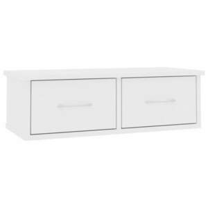 vidaXL fehér szerelt fa falra szerelhető fiókos polc 60 x 26 x 18, 5 cm kép