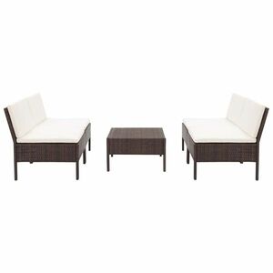 vidaXL 5 részes barna polyrattan kerti kanapészett párnákkal kép