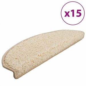 vidaXL 15 db krémszínű lépcsőszőnyeg 65 x 21 x 4 cm kép