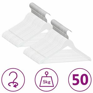 vidaXL 50 db fehér csúszásmentes keményfa ruhaakasztó kép