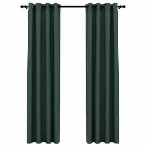 vidaXL 2 db zöld vászonhatású sötétítőfüggöny fűzőkarikával 140 x 245 cm kép