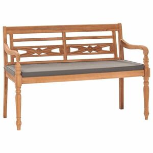 vidaXL tömör tíkfa Batavia pad sötétszürke párnával 120 cm kép