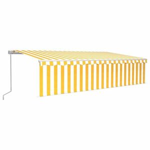 vidaXL sárga-fehér kézzel kihúzható LED-es napellenző redőnnyel 6x3m kép