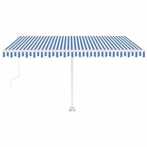 vidaXL kék/fehér automata szélérzékelős és LED-es napellenző 450x350cm kép