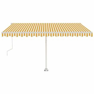 vidaXL sárga-fehér szélérzékelős és LED-es napellenző 450x350 cm kép