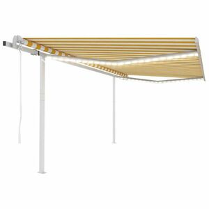 vidaXL sárga-fehér szélérzékelős és LED-es napellenző 4, 5 x 3, 5 m kép