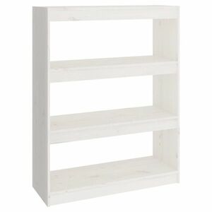 vidaXL fehér tömör fenyőfa könyvszekrény/térelválasztó 80x30x103, 5 cm kép