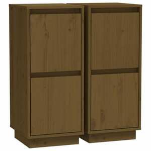 vidaXL 2 db mézbarna tömör fenyőfa tálalószekrény 31, 5 x 34 x 75 cm kép