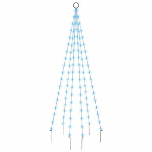 vidaXL karácsonyfa zászlórúdon 108 kék LED-del 180 cm kép