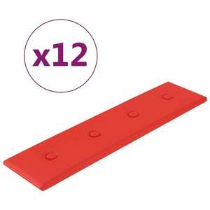 vidaXL 12 db piros műbőr fali panel 60 x 15 cm 1, 08 m² kép