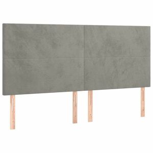 vidaXL világosszürke bársony fejtámla 160x5x118/128 cm kép