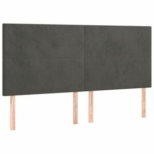 vidaXL sötétszürke bársony fejtámla 200 x 5 x 118/128 cm kép