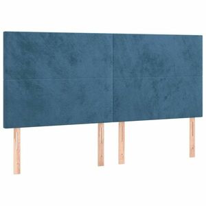 vidaXL sötétkék bársony fejtámla 160x5x118/128 cm kép