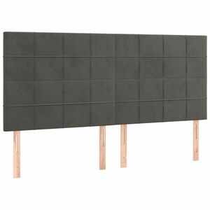 vidaXL sötétszürke bársony fejtámla 180x5x118/128 cm kép