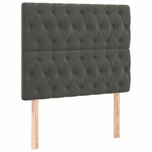 vidaXL sötétszürke bársony fejtámla 90x7x118/128 cm kép