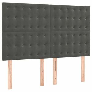 vidaXL sötétszürke bársony fejtámla 144x5x118/128 cm kép