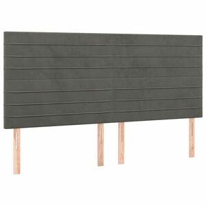 vidaXL sötétszürke bársony fejtámla 160x5x118/128 cm kép