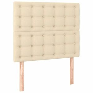 vidaXL krémszínű szövet fejtámla 90x5x118/128 cm kép