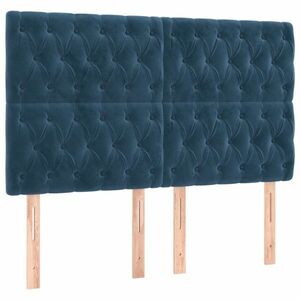 vidaXL sötétkék bársony fejtámla 160x7x118/128 cm kép