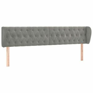 vidaXL világosszürke bársony fejtámla szárnyakkal 183x23x78/88 cm kép