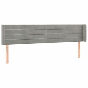 Világosszürke bársony szárnyas fejtámla 203x16x78/88 cm kép