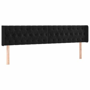Fekete bársony szárnyas fejtámla 203x16x78/88 cm kép