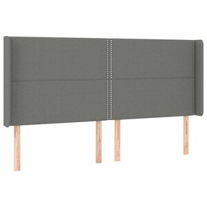 vidaXL sötétszürke szövet fejtámla szárnyakkal 203x16x118/128 cm kép