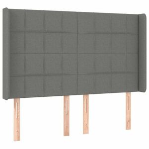 Sötétszürke szövet fejtámla szárnyakkal 147x16x118/128 cm kép