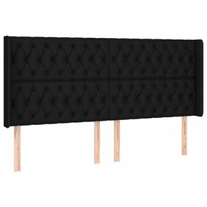 Fekete szövet fejtámla szárnyakkal 183x16x118/128 cm kép