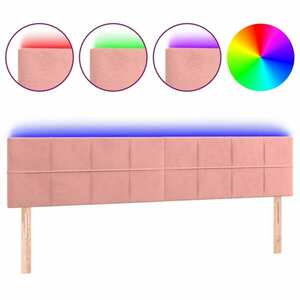 Rózsaszín bársony led-es fejtámla 160x5x78/88 cm kép